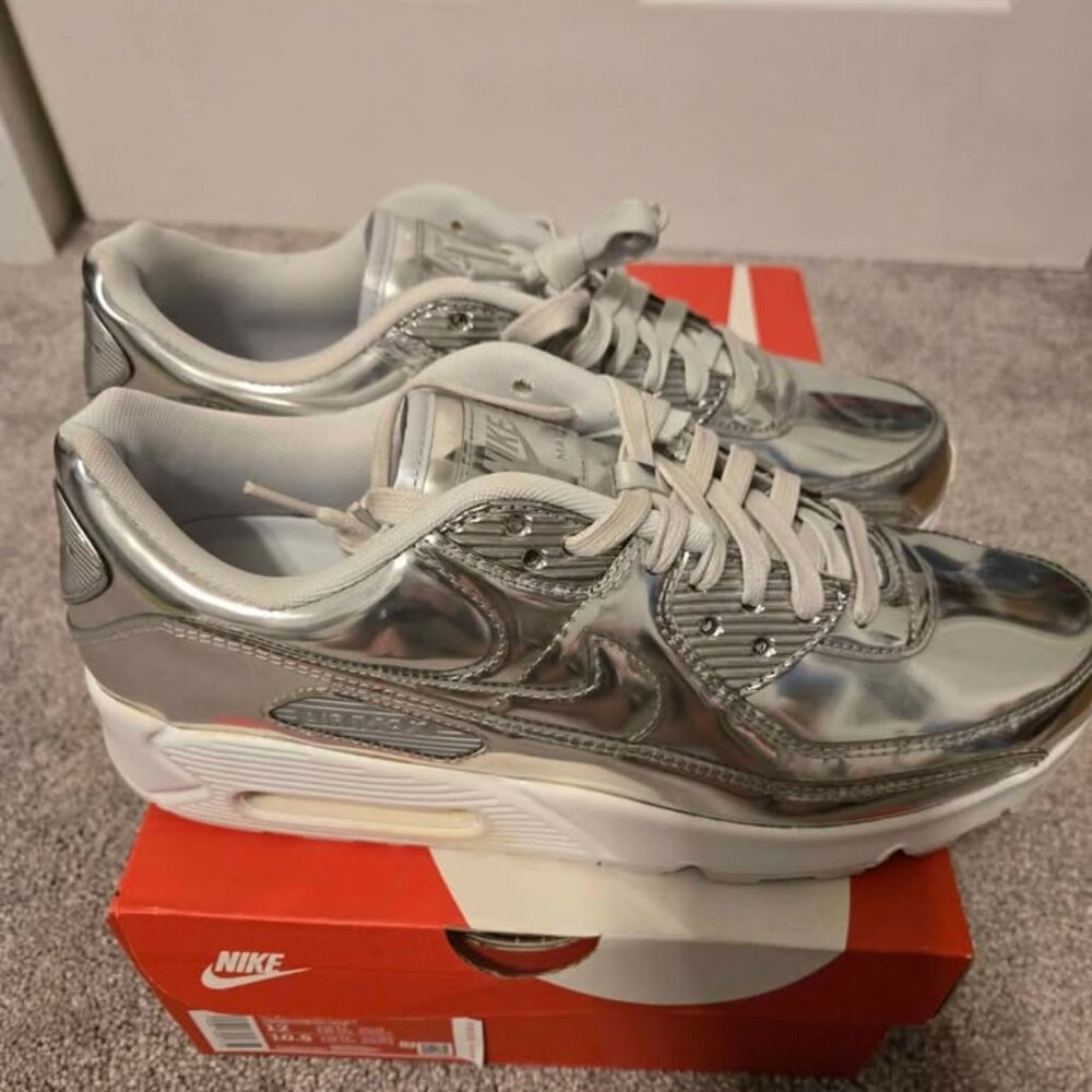 Nike Air Max 90 Metallic Silver 2020 Womens-CQ6639-001